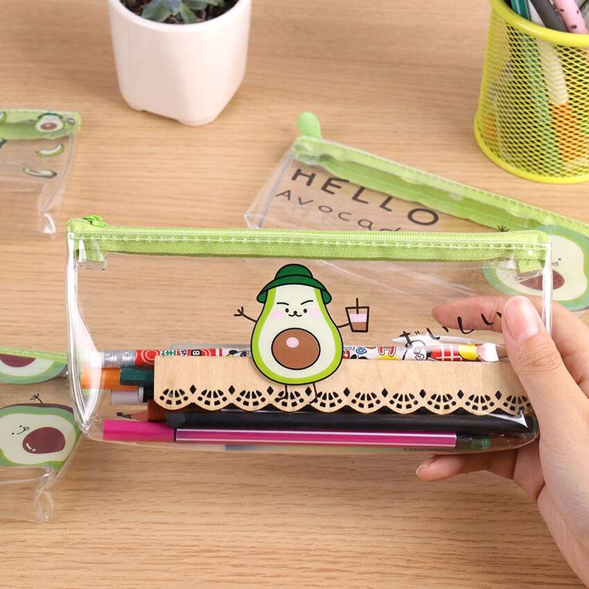 1PC Avocado Series Transparent Pencil Bag