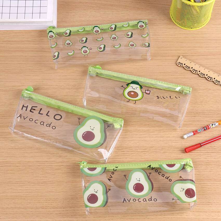 1PC Avocado Series Transparent Pencil Bag