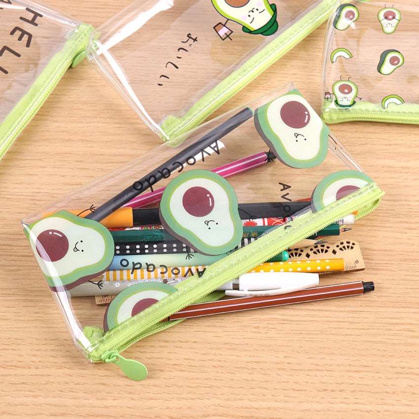 1PC Avocado Series Transparent Pencil Bag