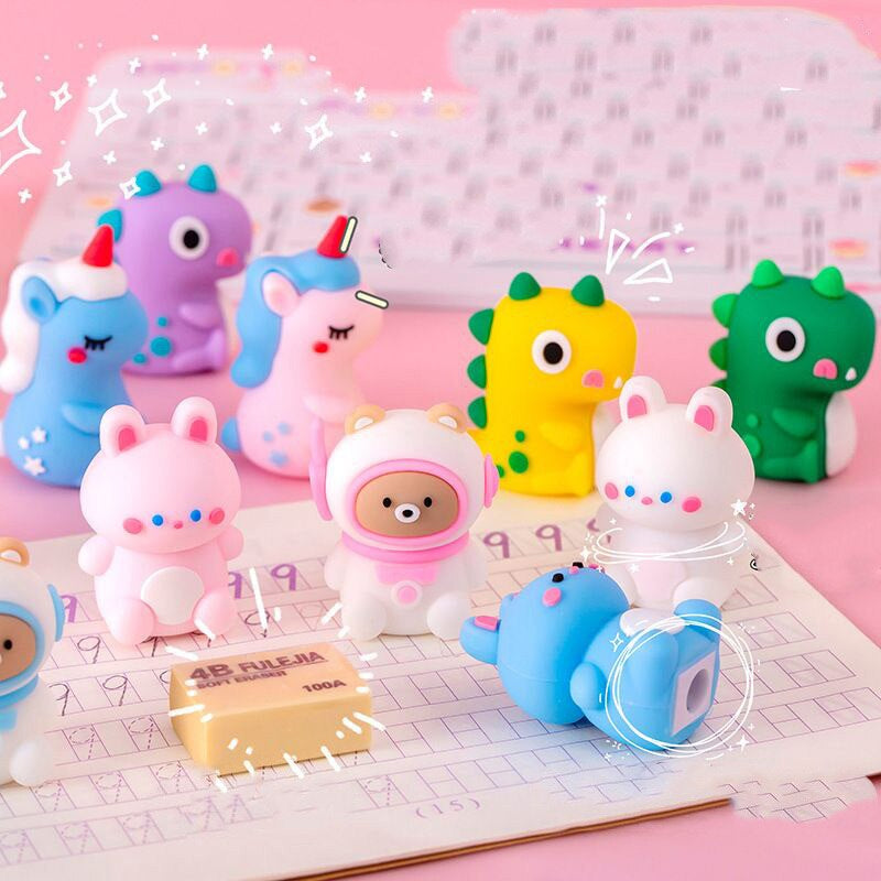 1PC Kawaii Soft Rubber Animals Pencil Sharpener