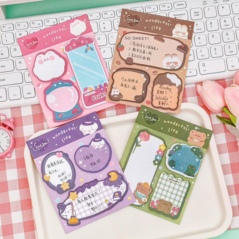1PC Kawaii Wonderful Life Animals Memo Pad Sticky Notes