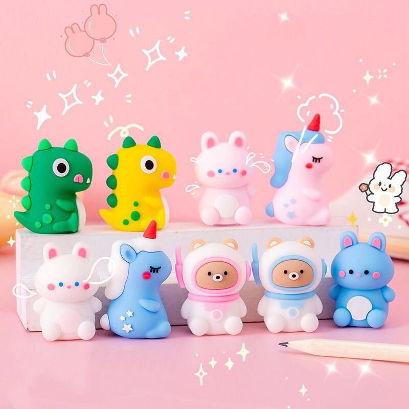 1PC Kawaii Soft Rubber Animals Pencil Sharpener