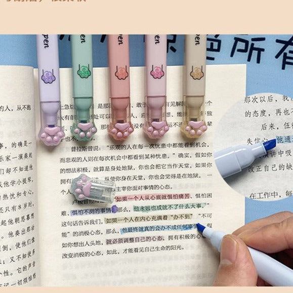 6PC Kawaii Cat Claw Color Highlighters