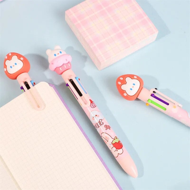 2PC Kawaii Strawberry Rabbit 6 Colors Ballpoint Pen-my kawaii office