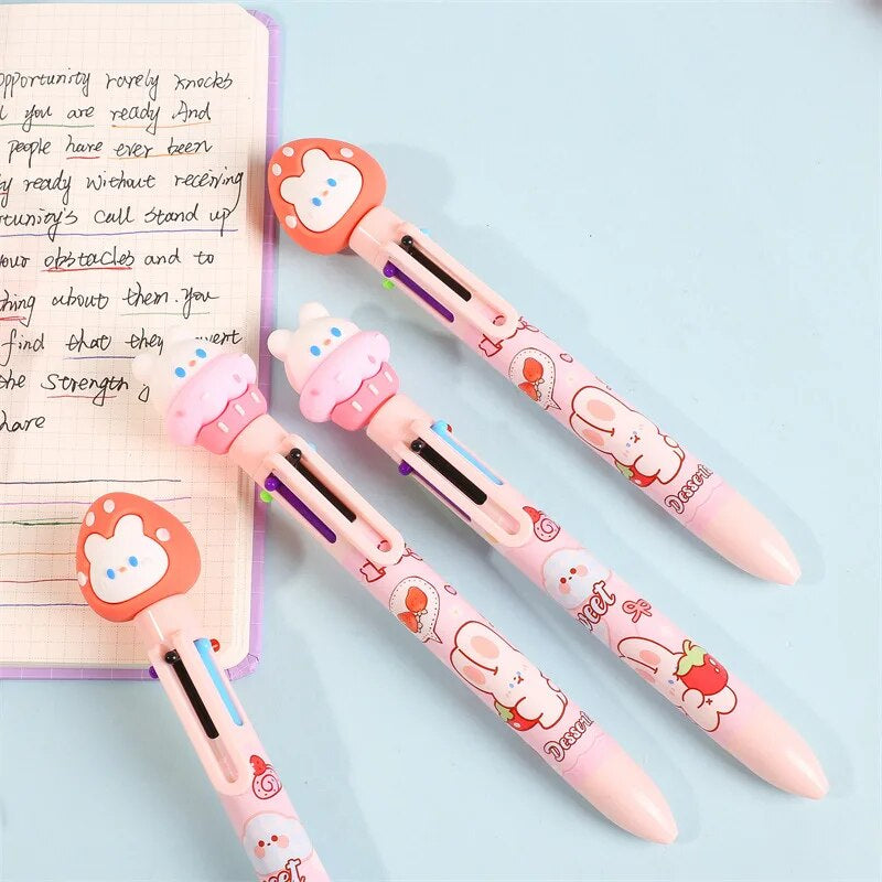 2PC Kawaii Strawberry Rabbit 6 Colors Ballpoint Pen-my kawaii office