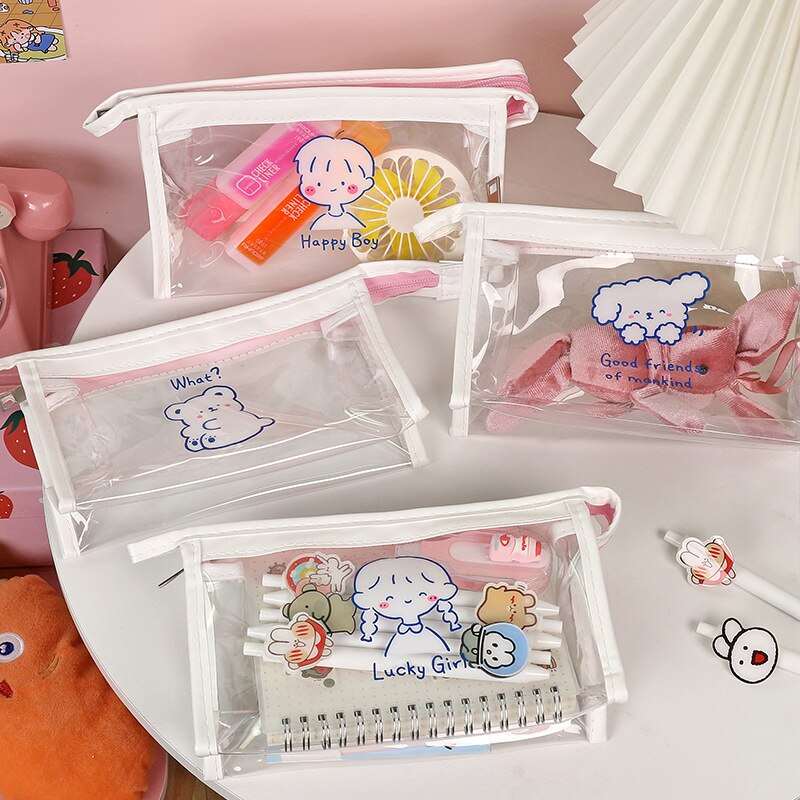 1PC Kawaii Animals Transparent Pencil Case