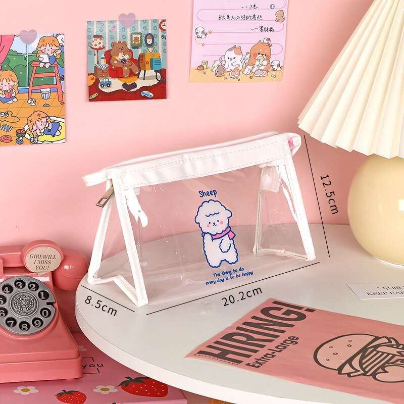 1PC Kawaii Animals Transparent Pencil Case