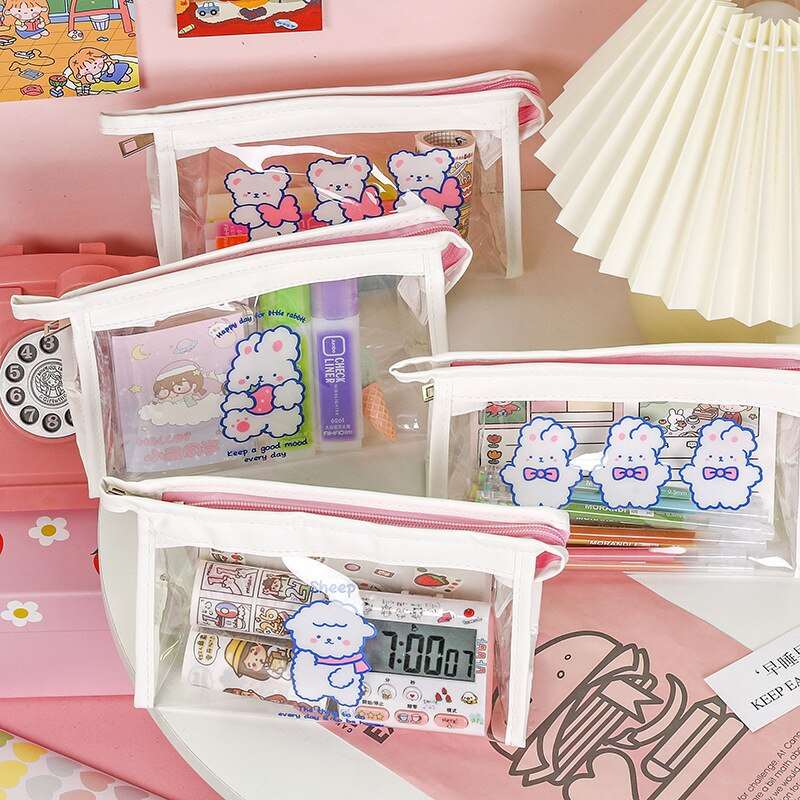 1PC Kawaii Animals Transparent Pencil Case
