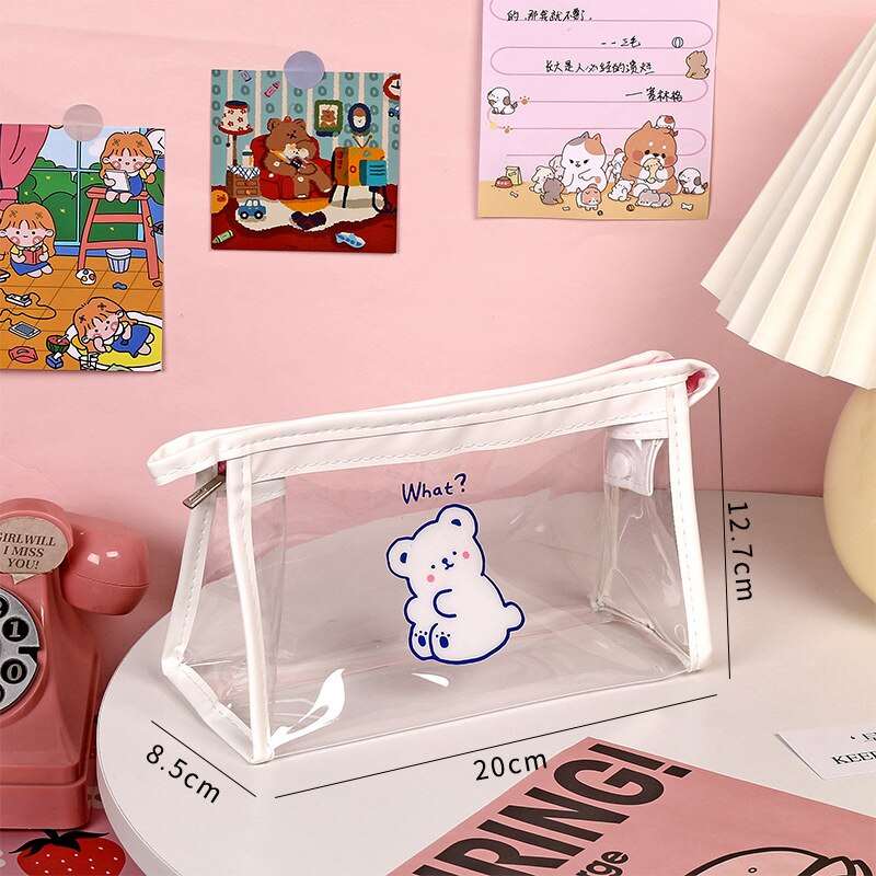 1PC Kawaii Animals Transparent Pencil Case