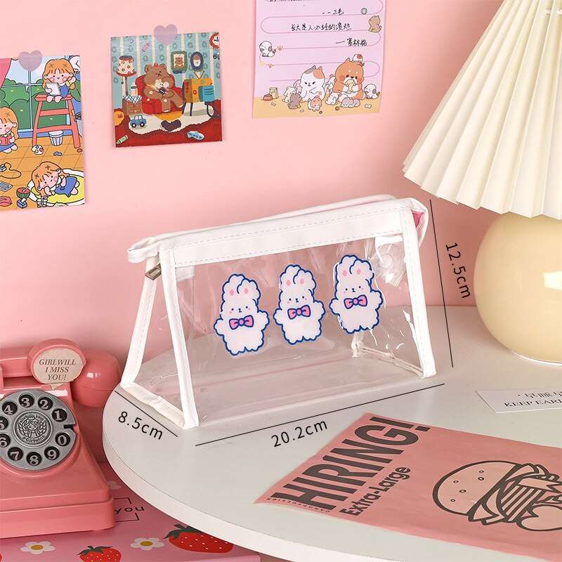 1PC Kawaii Animals Transparent Pencil Case
