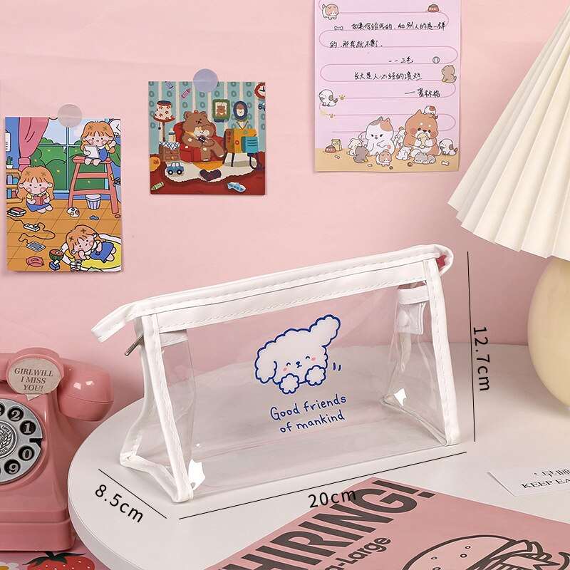 1PC Kawaii Animals Transparent Pencil Case