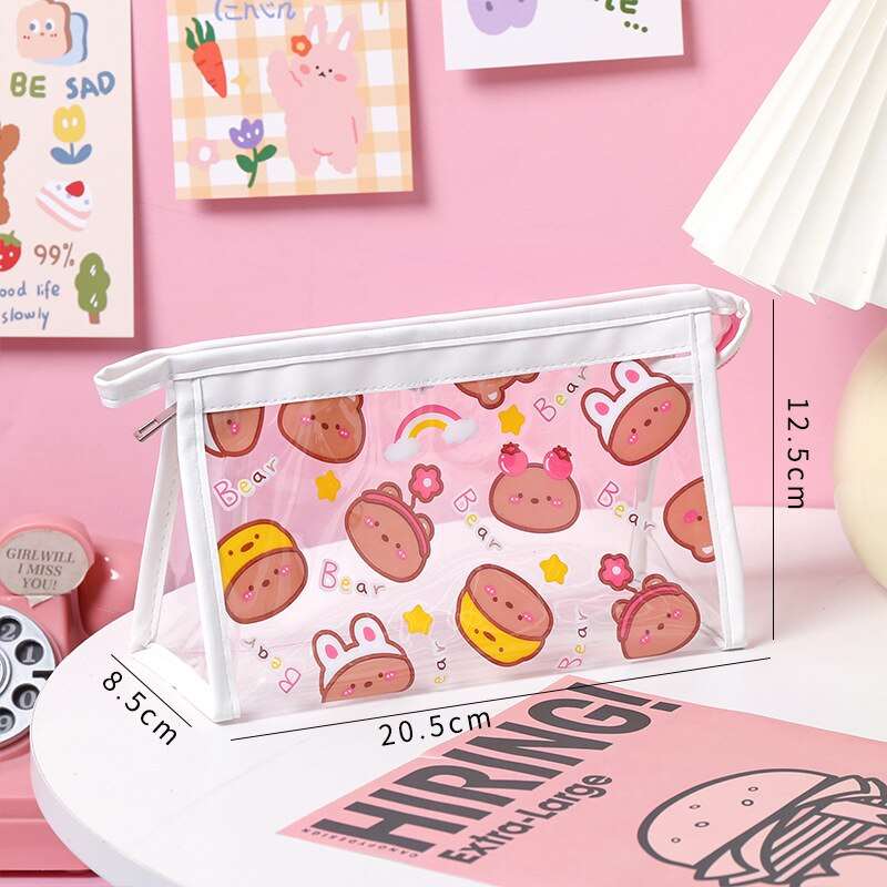 1PC Kawaii Animals Transparent Pencil Case