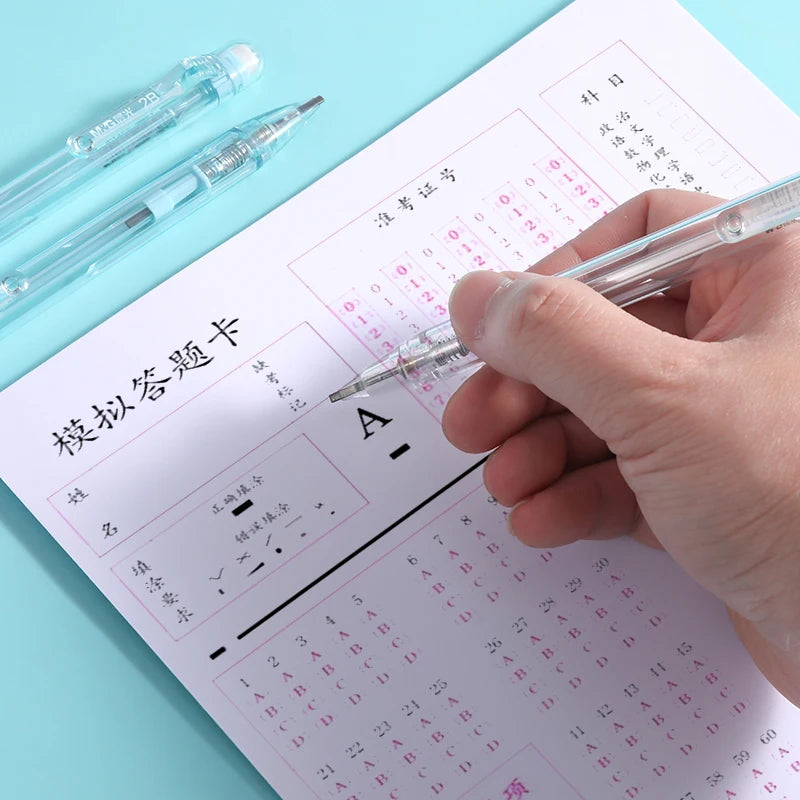 3PC Transparent Exam Mechanical Pencil with Square Lead and Eraser