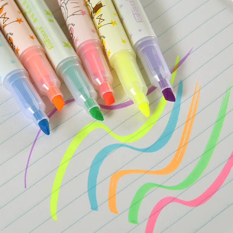 6PC Cute Cat Double Head Scented Highlighters