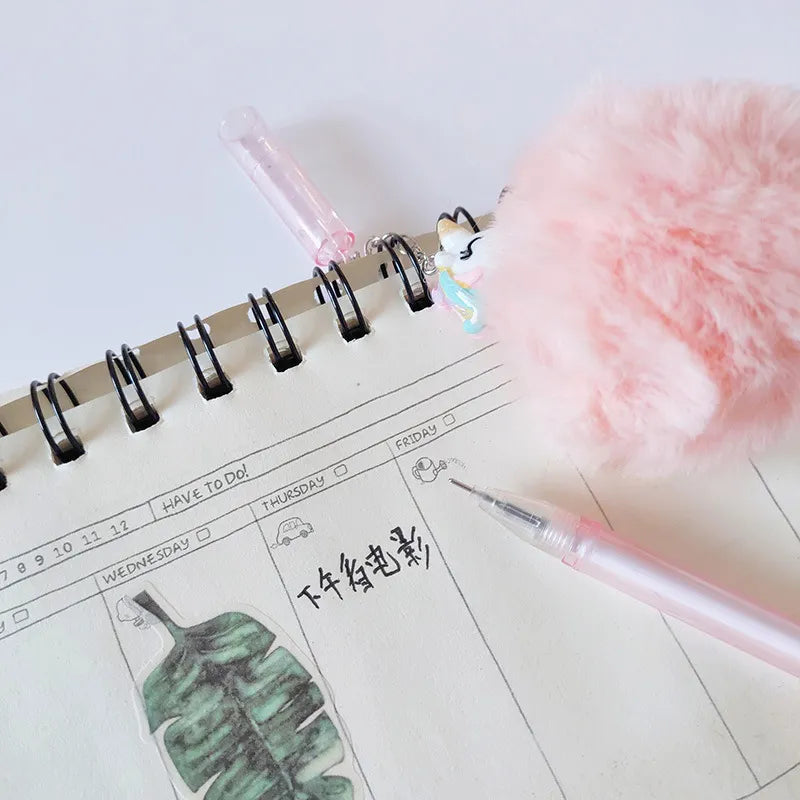 1PC Kawaii Plush Unicorn Pendant Gel Pen-my kawaii office