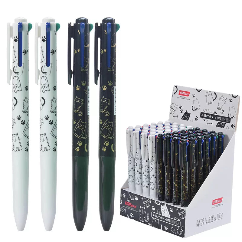 2PC 4 Colors Black White Cat Ballpoint Pen-my kawaii office