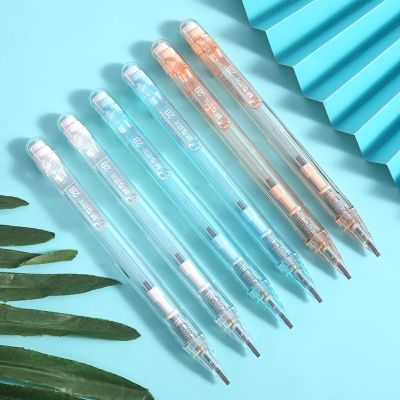 3PC Transparent Exam Mechanical Pencil with Square Lead and Eraser