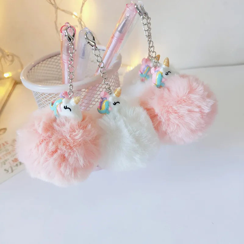 1PC Kawaii Plush Unicorn Pendant Gel Pen-my kawaii office