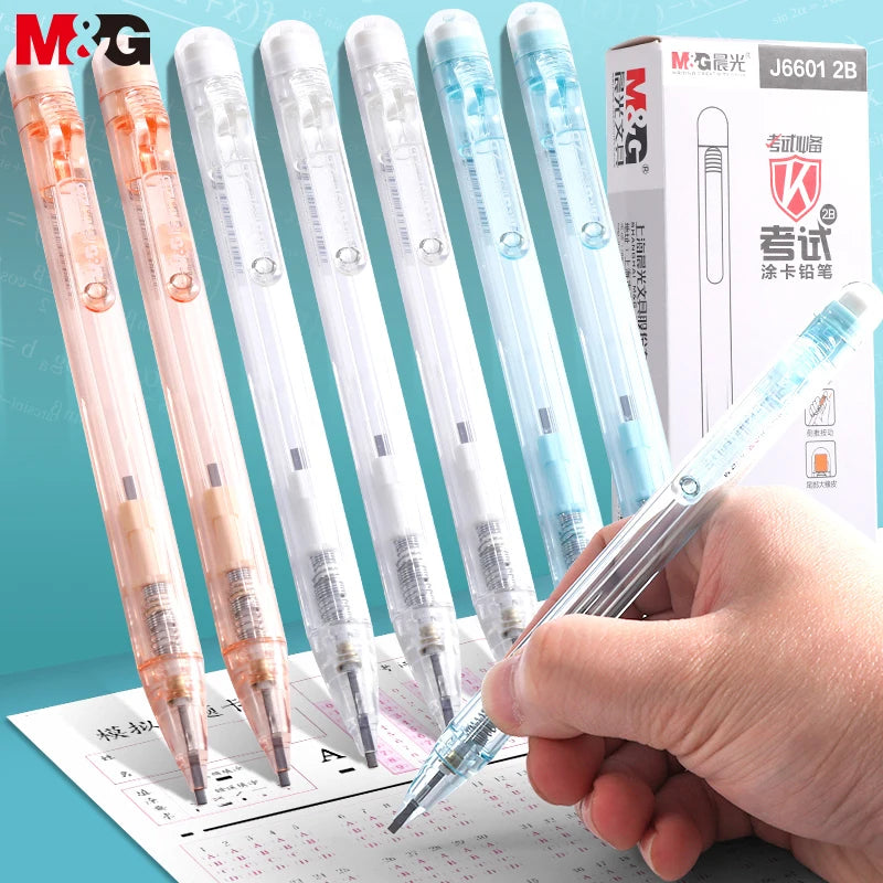3PC Transparent Exam Mechanical Pencil with Square Lead and Eraser