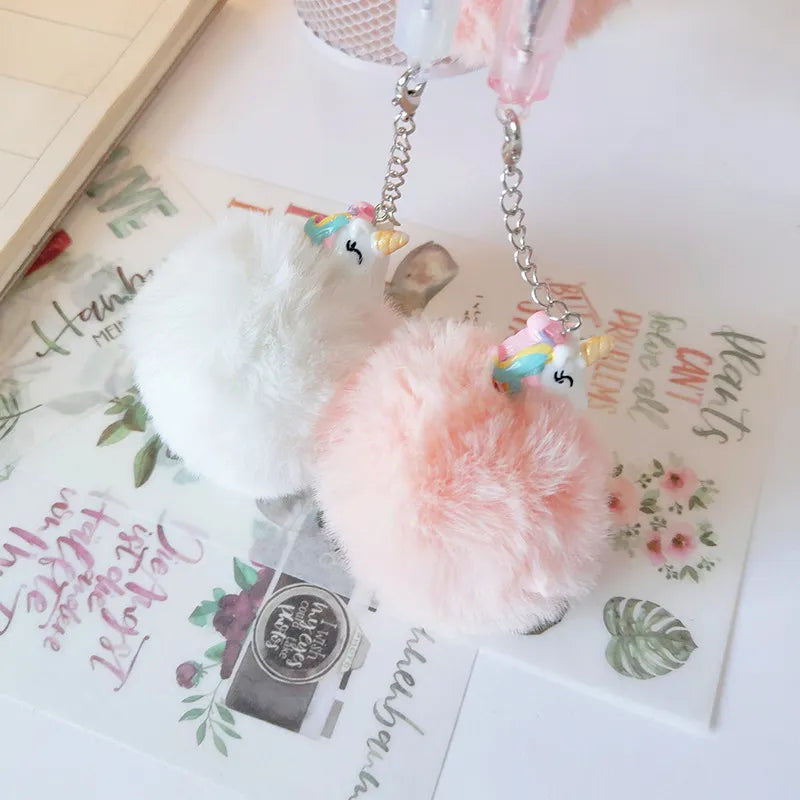 1PC Kawaii Plush Unicorn Pendant Gel Pen-my kawaii office