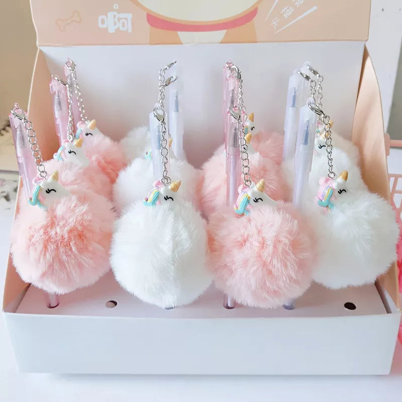1PC Kawaii Plush Unicorn Pendant Gel Pen-my kawaii office
