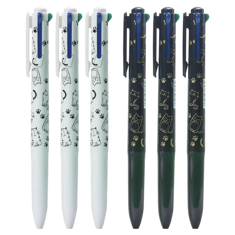 2PC 4 Colors Black White Cat Ballpoint Pen-my kawaii office