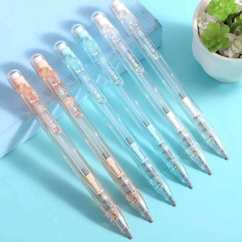 3PC Transparent Exam Mechanical Pencil with Square Lead and Eraser