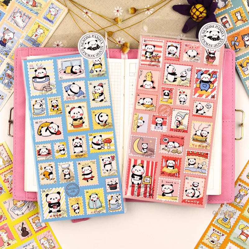 1 Sheet Kawaii Panda Cat Decorative Stationery Stickers