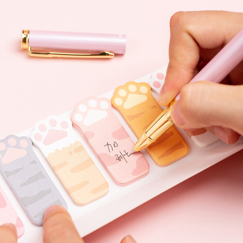 1PC Kawaii Pink Cat Paw Memo Pad Sticky Notes