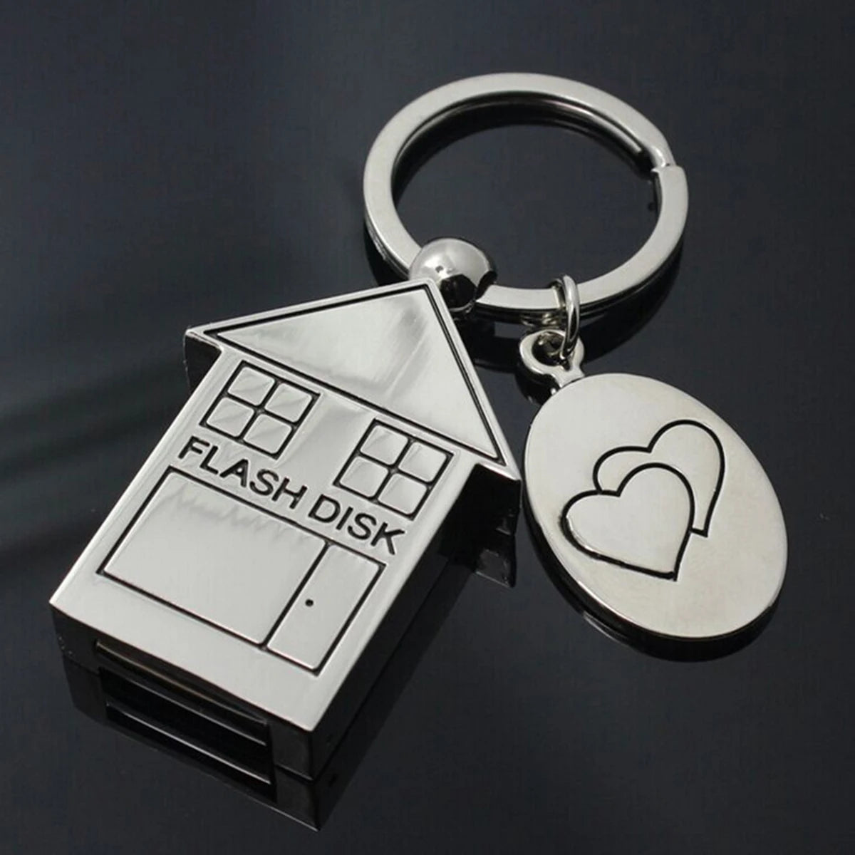 1PC Cute House Silver Key Ring USB Memory Flash Drive