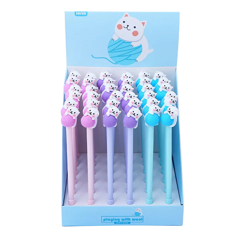 3PC Cute Cat Ball Gel Pen-my kawaii office