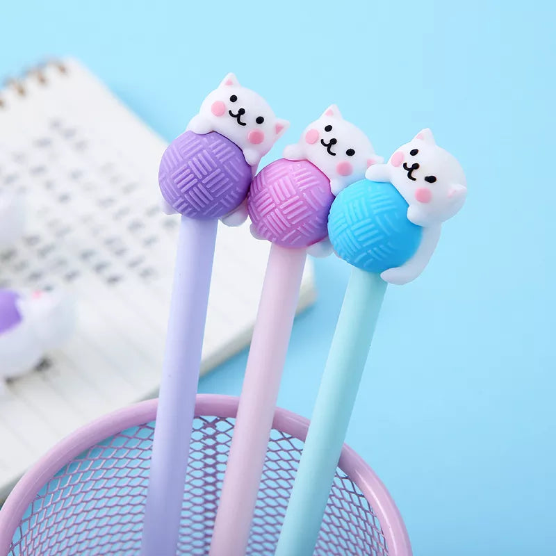 3PC Cute Cat Ball Gel Pen-my kawaii office