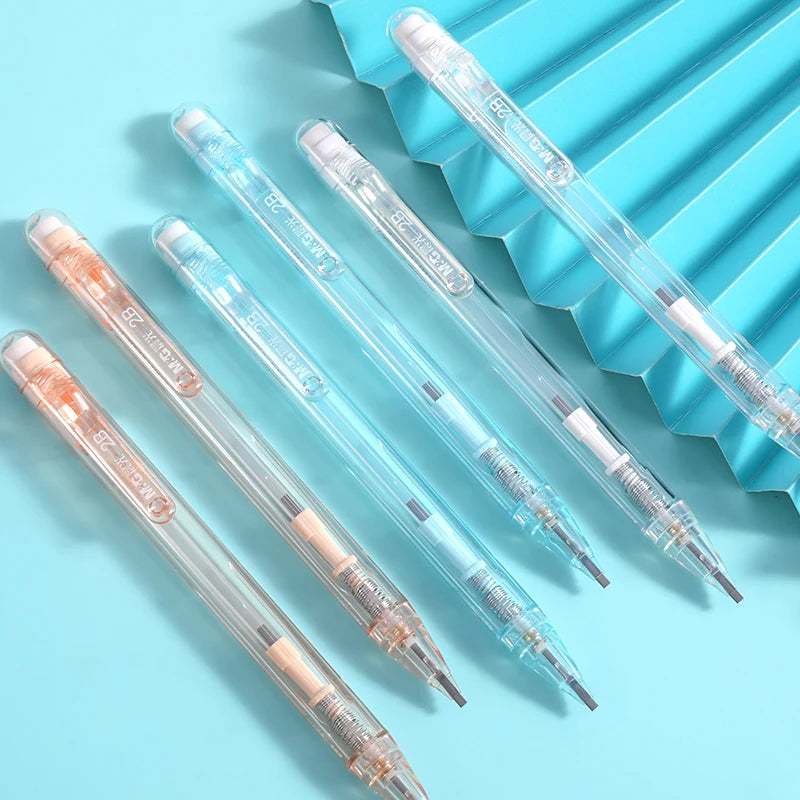 3PC Transparent Exam Mechanical Pencil with Square Lead and Eraser