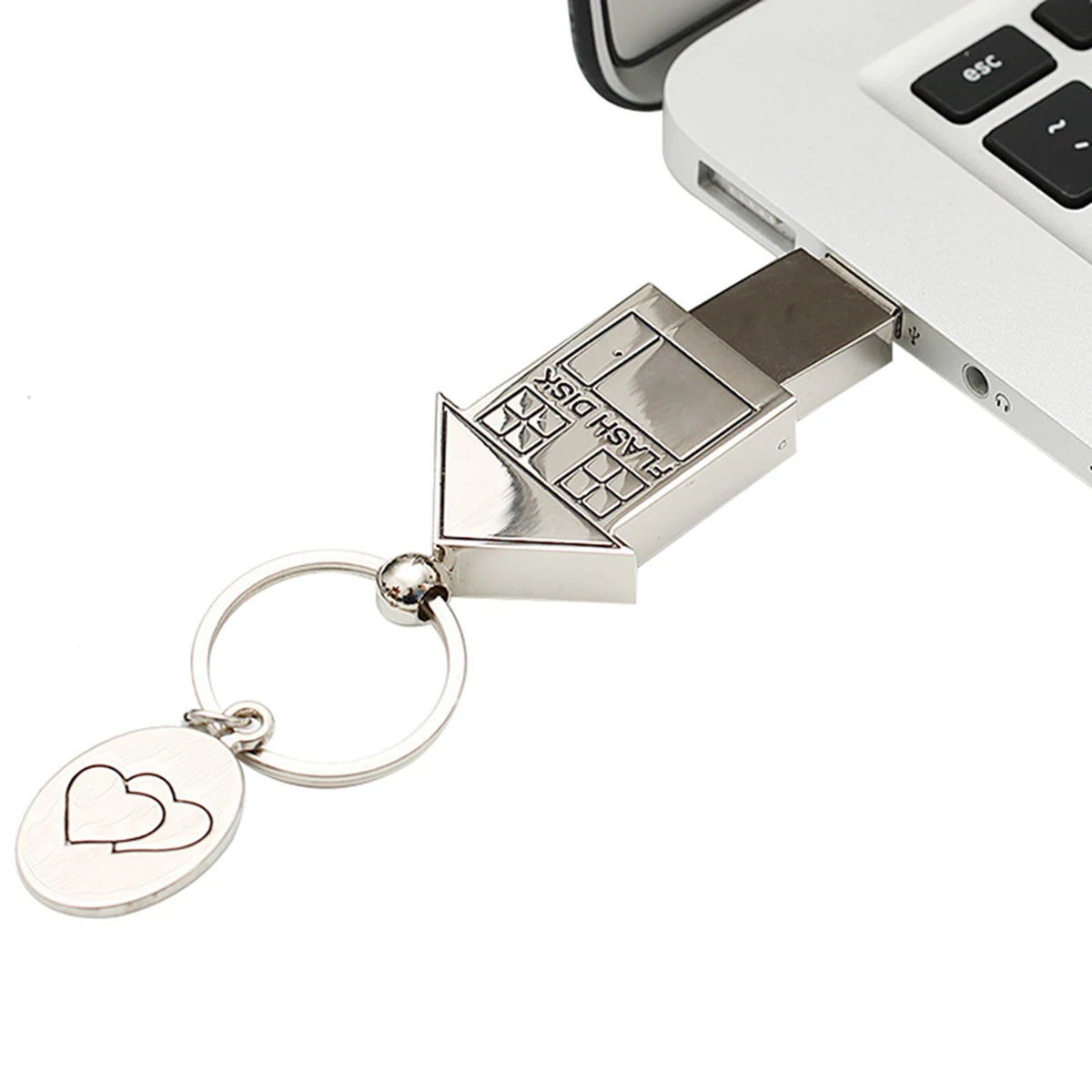 1PC Cute House Silver Key Ring USB Memory Flash Drive