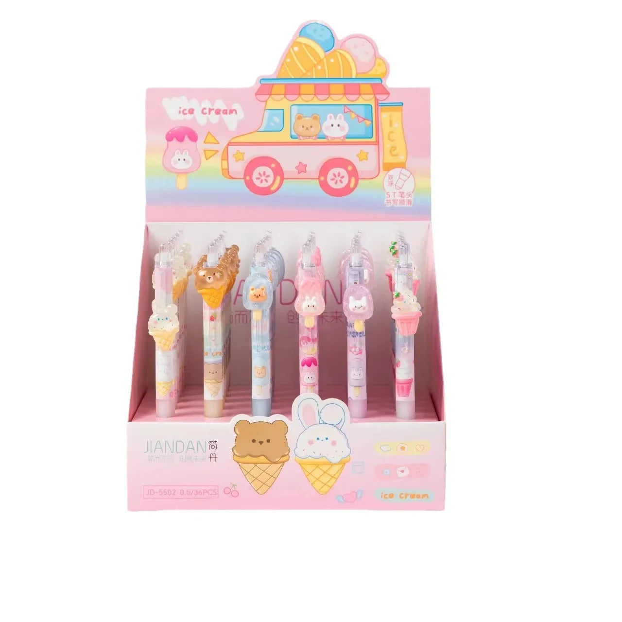 3PC Kawaii Sweet Ice Cream Animals Mechanical Gel Pen-my kawaii office