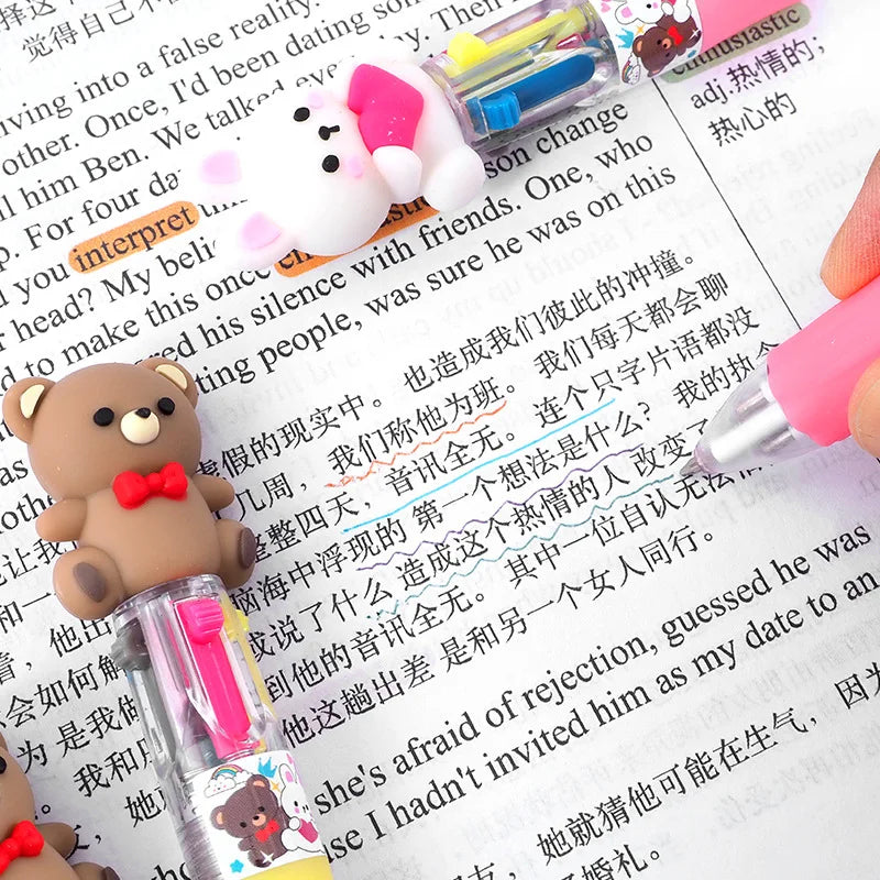 4PC Kawaii Love Rabbit Bear 4 Colors Ballpoint Pen-my kawaii office