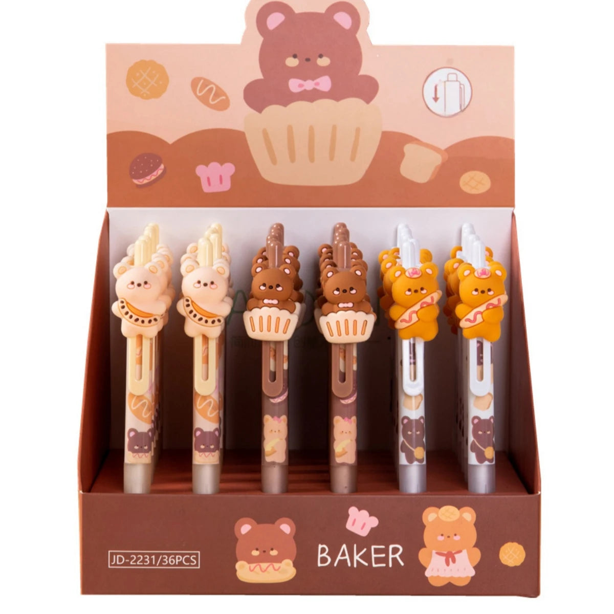 3PC Kawaii Caramel Milk Bear Mechanical Gel Pen-my kawaii office