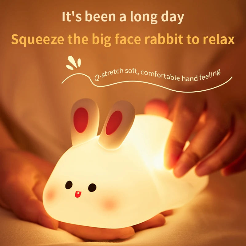 1PC Kawaii Rabbit Silicone Rechargeable Night Light