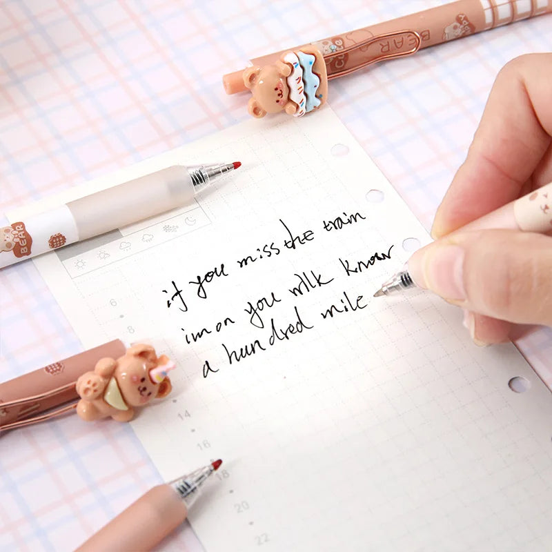 4PC Kawaii Party Bear Rabbit 3D Mechanical Gel Pen-my kawaii office