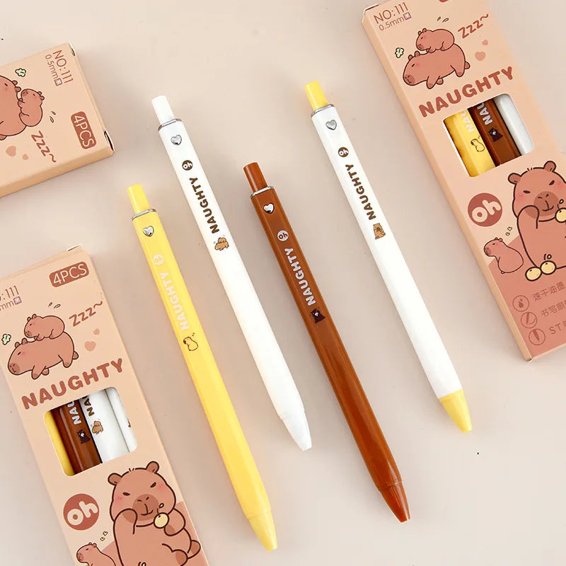 4PC Kawaii Capybara Mechanical Gel Pen-my kawaii office