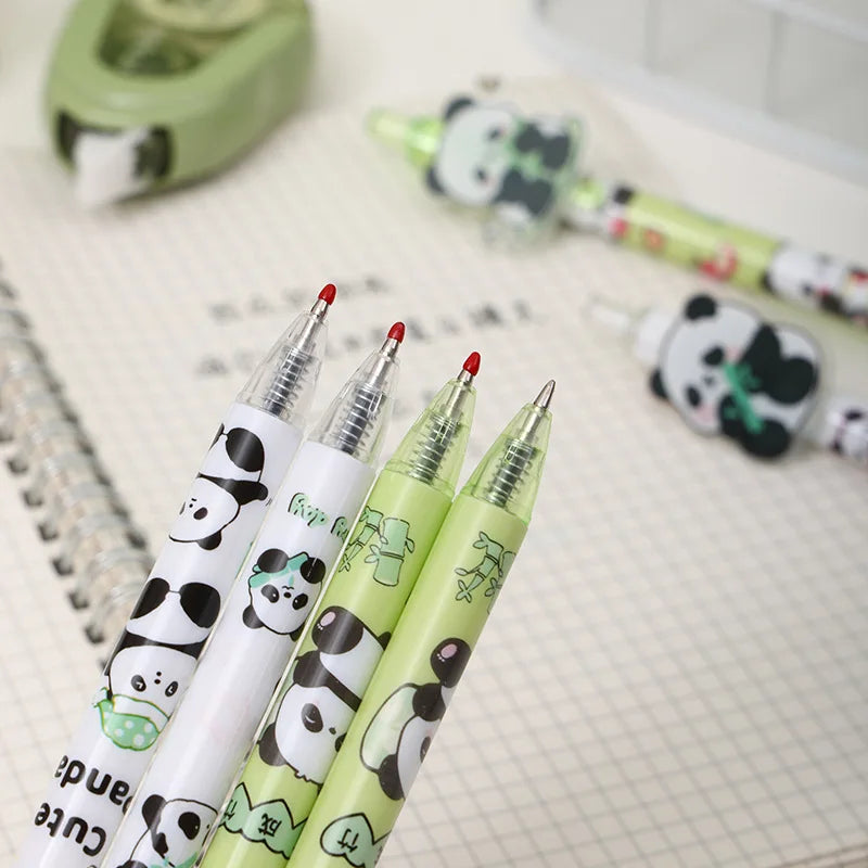 6PC Kawaii Panda Bamboo Mechanical Gel Pen-my kawaii office