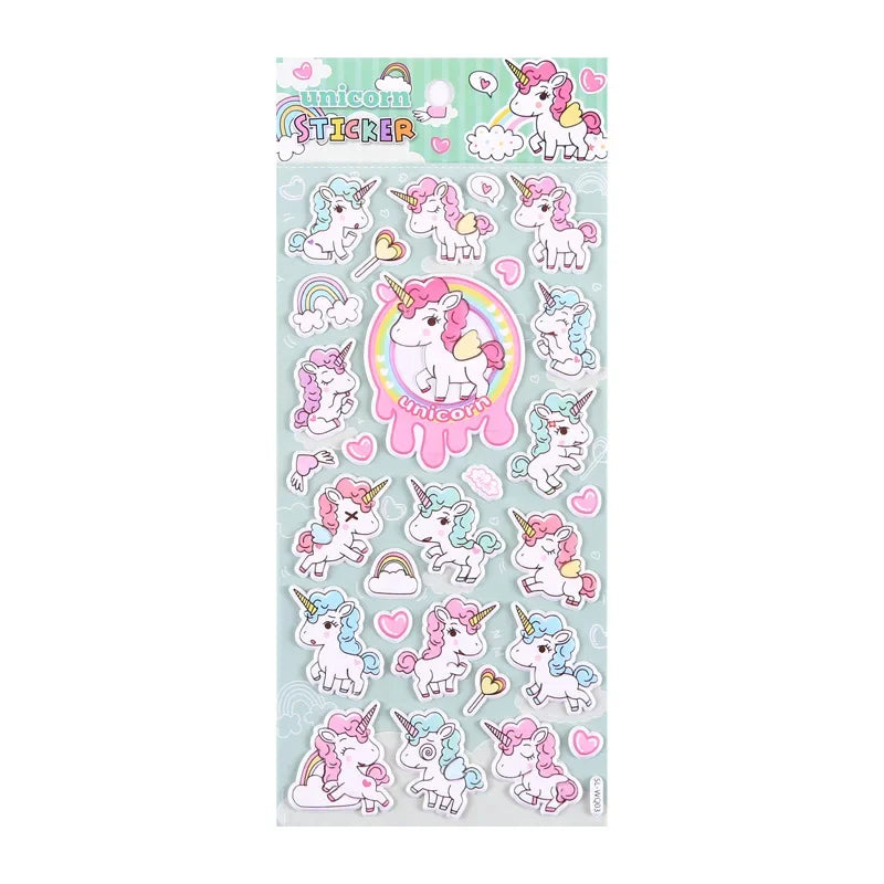 4PC Kawaii Unicorn Foam 3D Colorful Stickers