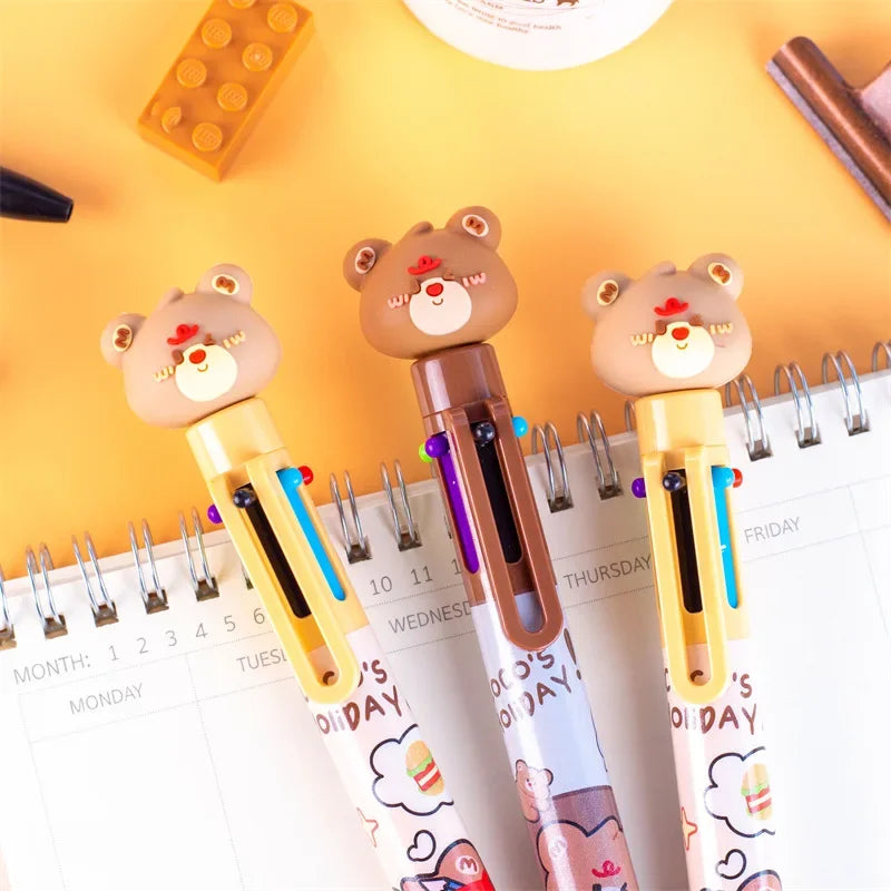 2PC Kawaii Coco Bear 6 Color Ballpoint Pen