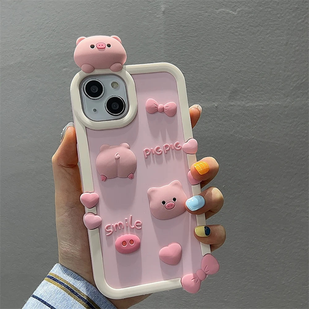 1PC 3D Cute Characters Phone Case For iPhone