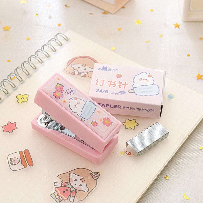 1PC Kawaii Animals Mini Portable Stapler Set