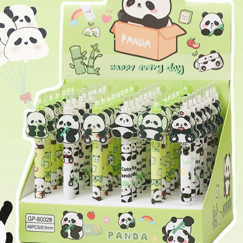 6PC Kawaii Panda Bamboo Mechanical Gel Pen-my kawaii office