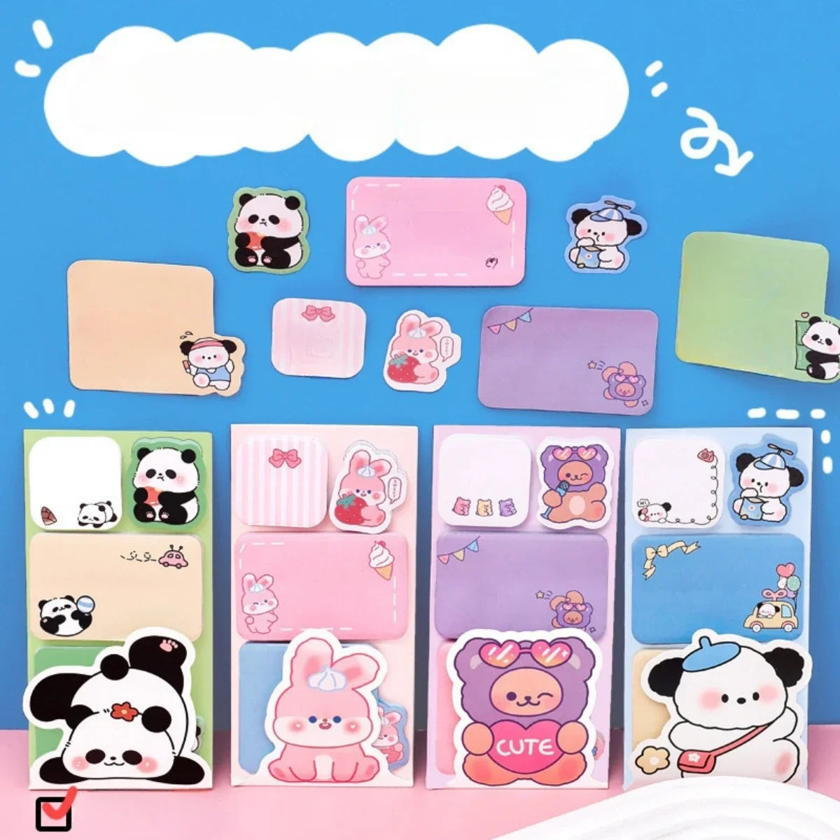 4PC Kawaii Animals Memo Pad Sticky Notes