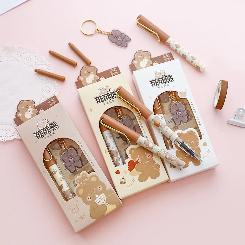 1PC Kawaii Cocoa Bear Fountain Pen Set-my kawaii office