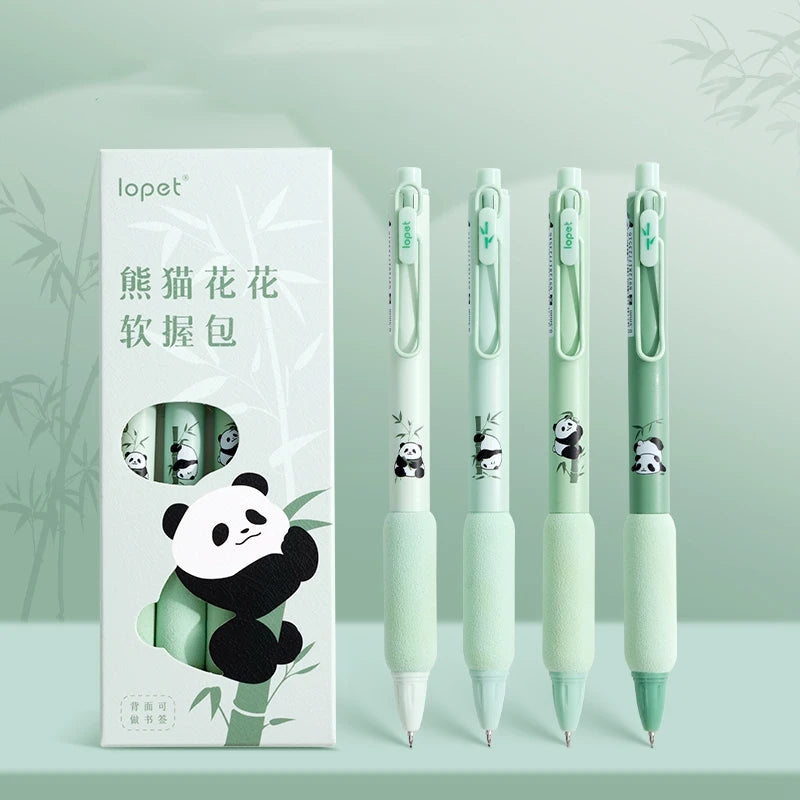 4PC Kawaii Panda Green Bamboo Soft Touch Gel Pen-my kawaii office