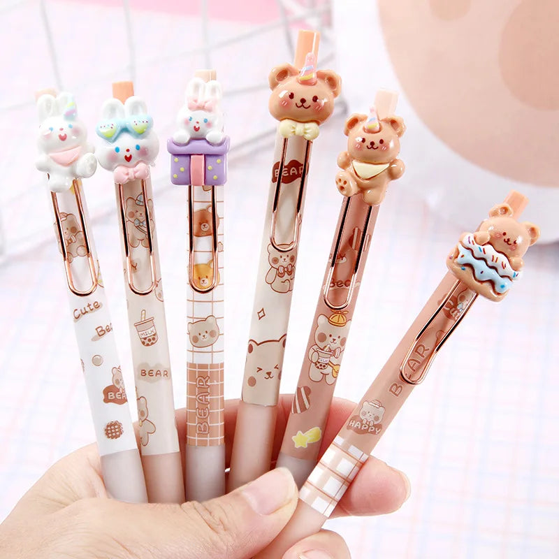 4PC Kawaii Party Bear Rabbit 3D Mechanical Gel Pen-my kawaii office